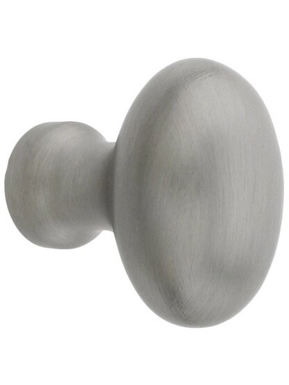 Solid Brass Oval Cabinet Knob - 1 1/4 inch x 7/8 inch in Brushed Nickel.